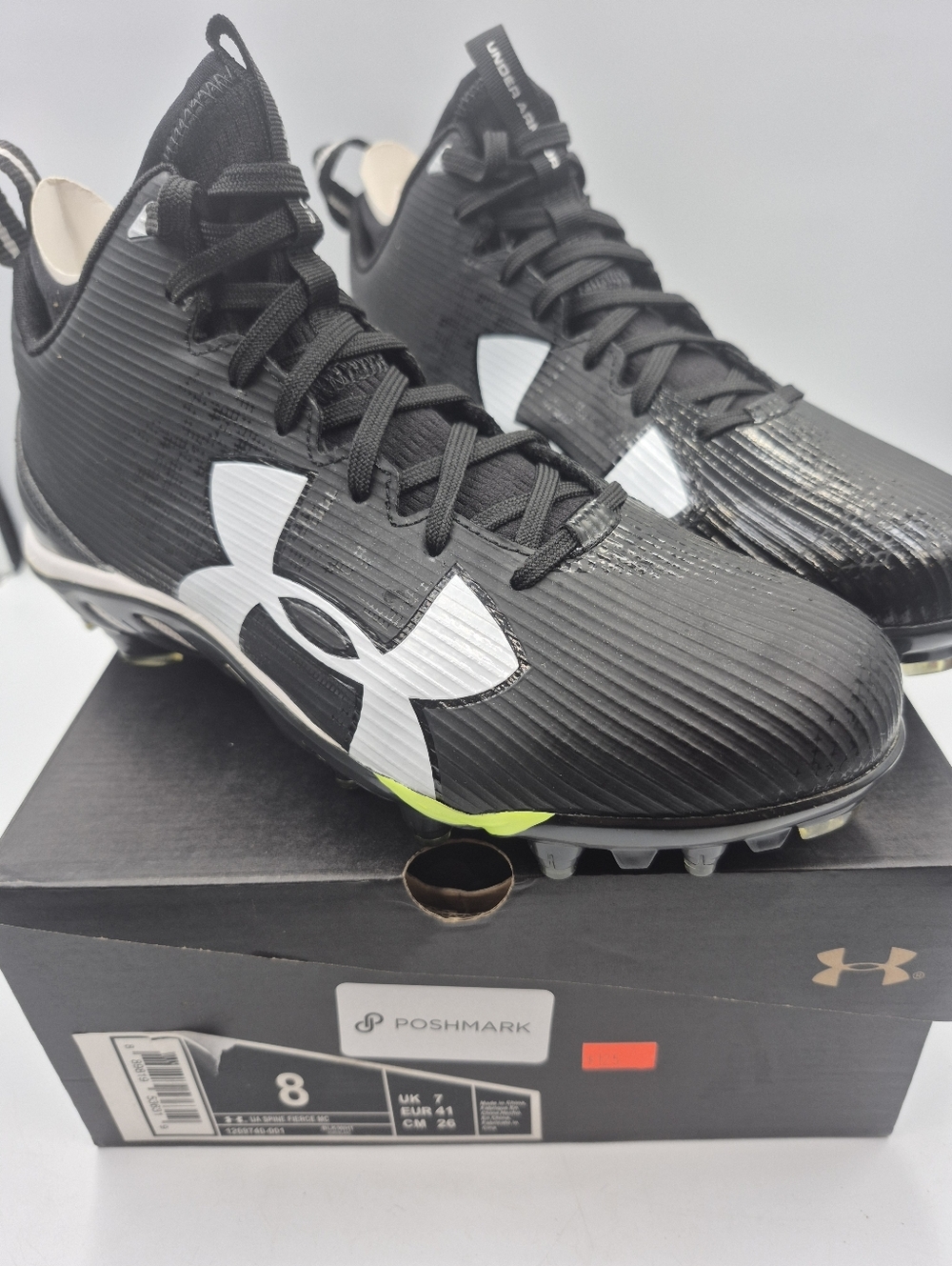 Size US8 UA Spine Fierce Field Cleats.
